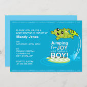 Cartoon kikkers springen naar het Baby shower van  Kaart (Voorkant / Achterkant)