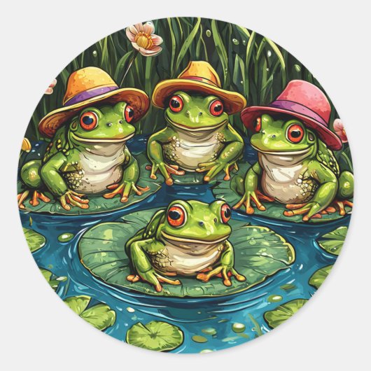 Cartoon kikkers Whimsical decoratie voor in huis m Ronde Sticker (Voorkant)