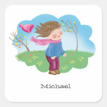 cartoon kind bevriezen buiten in de herfst, seizoe