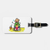 Cartoon Kind Genieten van Maaltijd met Juice and E Bagagelabel (Voorkant horizontaal)