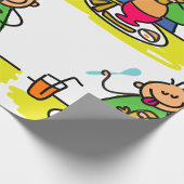 Cartoon Kind Genieten van Maaltijd met Juice and E Cadeaupapier