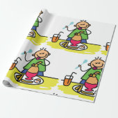 Cartoon Kind Genieten van Maaltijd met Juice and E Cadeaupapier (Uitgerold)