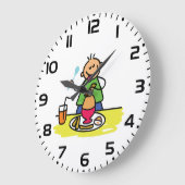 Cartoon Kind Genieten van Maaltijd met Juice and E Grote Klok (Hoek)