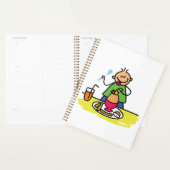 Cartoon Kind Genieten van Maaltijd met Juice and E Planner (Display)