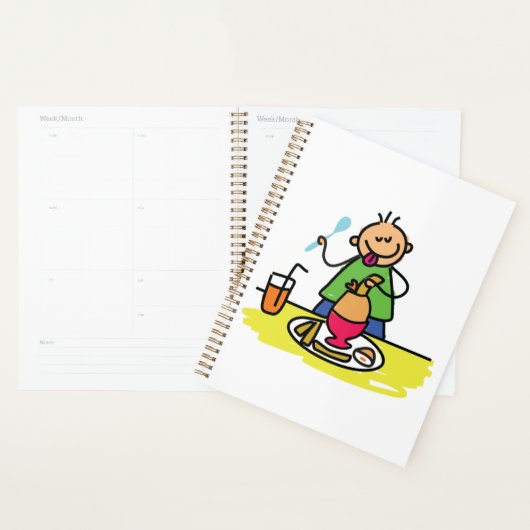 Cartoon Kind Genieten van Maaltijd met Juice and E Planner (Display)
