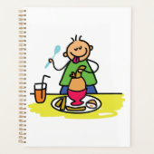 Cartoon Kind Genieten van Maaltijd met Juice and E Planner (Voorkant)