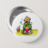 Cartoon Kind Genieten van Maaltijd met Juice and E Ronde Button 7,6 Cm (Voorkant /achterkant)