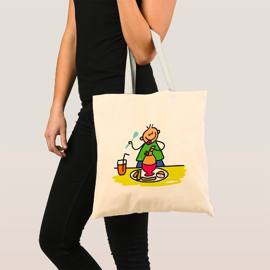 Cartoon Kind Genieten van Maaltijd met Juice and E Tote Bag