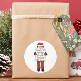 Cartoon kind met kerstgroeten Teken Ronde Sticker