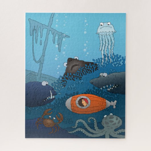 Cartoon Kind onderzeese onderzeese wereld Legpuzzel (Verticaal)