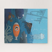 Cartoon Kind onderzeese onderzeese wereld Legpuzzel (Horizontaal)