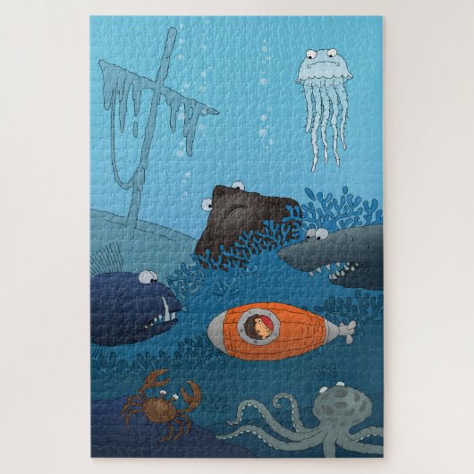 Cartoon Kind onderzeese onderzeese wereld Legpuzzel (Verticaal)