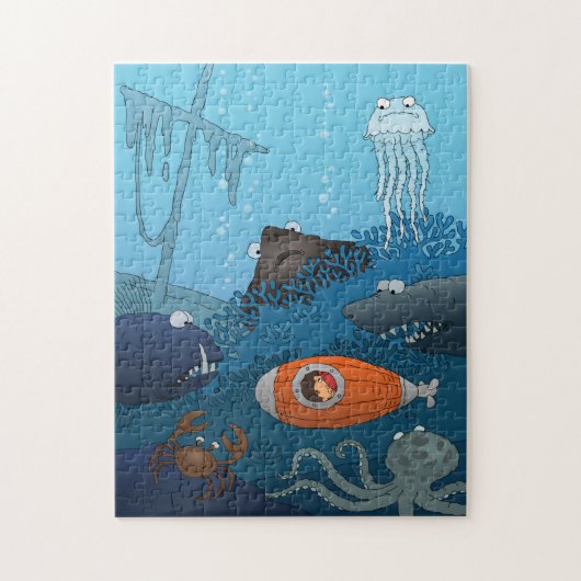 Cartoon Kind onderzeese onderzeese wereld Legpuzzel (Verticaal)