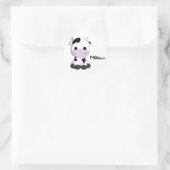 Cartoon kinder ronde sticker met een koeienstaart (Tas)