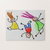 Cartoon kinderen die puzzel spelen. legpuzzel (Horizontaal)