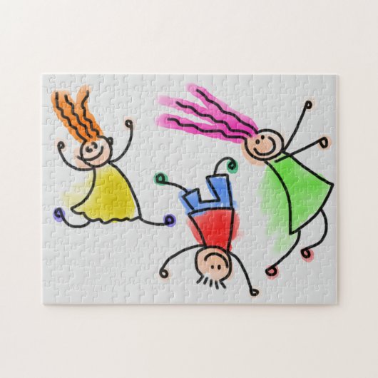 Cartoon kinderen die puzzel spelen. legpuzzel (Horizontaal)