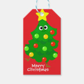 Cartoon Kinderen Kerstboom Sticker Cadeaulabel (Voorkant)