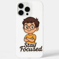 Cartoon Kinderen Sticker met bril – "Blijf gefocus