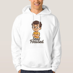 Cartoon Kinderen Sticker met bril – "Blijf gefocus Hoodie