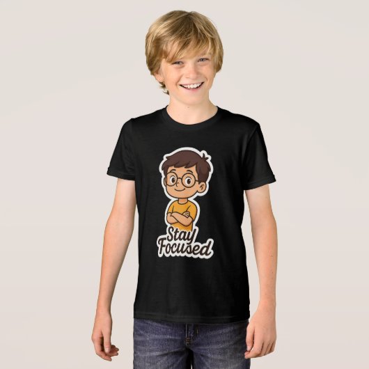 Cartoon Kinderen Sticker met bril – "Blijf gefocus Tri-Blend Shirt (Voorkant volledig)