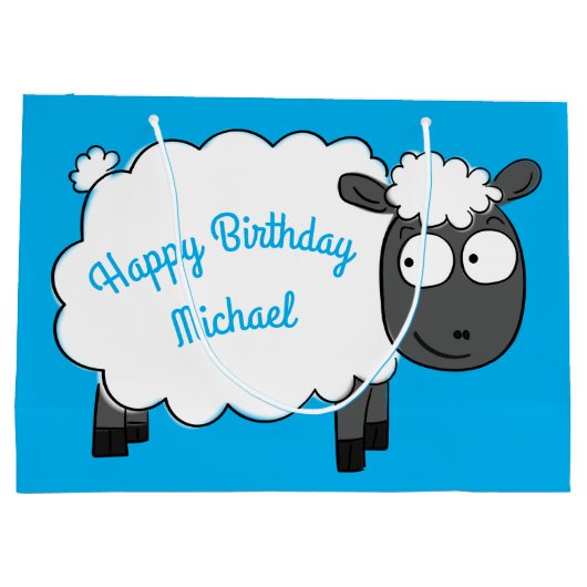 Cartoon Kinderen van schapen op jaardag Groot Cadeauzakje (Achterkant)