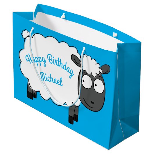 Cartoon Kinderen van schapen op jaardag Groot Cadeauzakje (Achterkant Gekanteld)