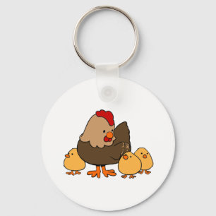 Cartoon Kip en Baby Sleutelhanger