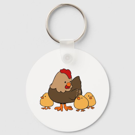 Cartoon Kip en Baby Sleutelhanger (Voorkant)