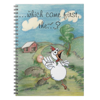 cartoon kip en ei met kippenhok notitieboek