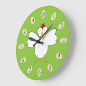 Cartoon kip illustratie grote klok (Hoek)
