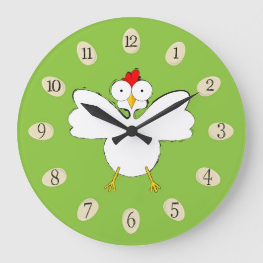 Cartoon kip illustratie grote klok (Voorkant)