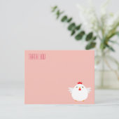 Cartoon Kip (wit) | Flatante kaart met dank (Staand voorkant)