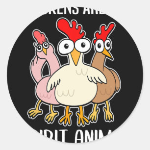 Cartoon Kippenhouder Kippen Spiritueel Dier Ronde Sticker