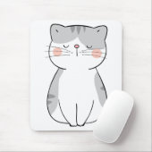 Cartoon Kitten Cute Gray White Tiger Tabblad Cat Muismat (Met muis)