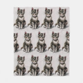 Cartoon kitten gestript kat stemmen grijs fleece deken (Voorkant)