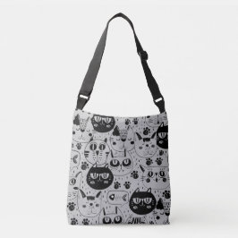 Cartoon Kitten Gezichten Canvas tas