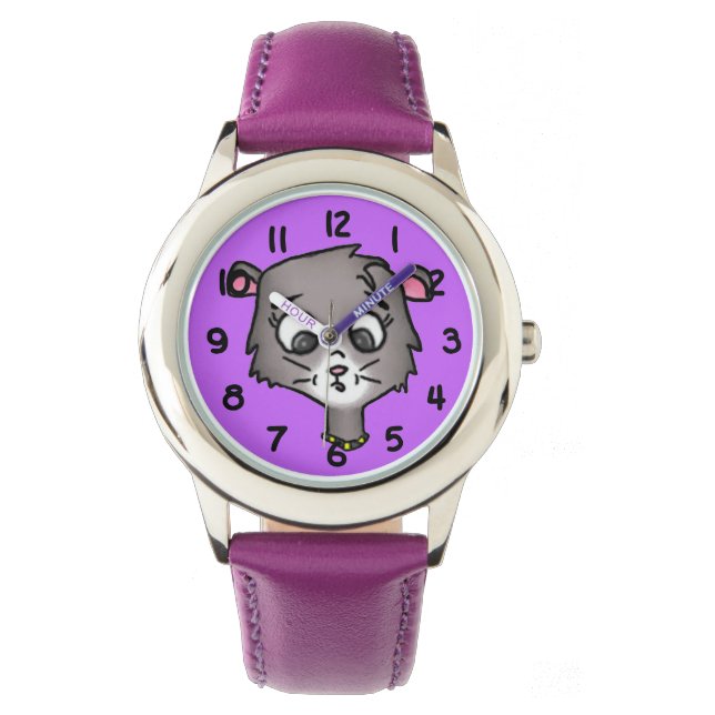 Cartoon Kitten Horloge (Voorkant)