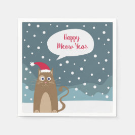 Cartoon kitten, kerstkerstmankat servet