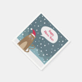 Cartoon kitten, kerstkerstmankat servet (Hoek)