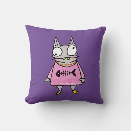 Cartoon Kitten Kussen (Voorkant)