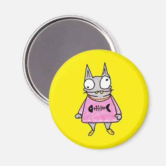 Cartoon Kitten Magneet (Voorkant / Achterkant)