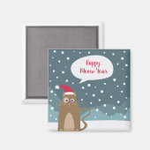 Cartoon kitten met santa hat magneet (Voorkant / Achterkant)