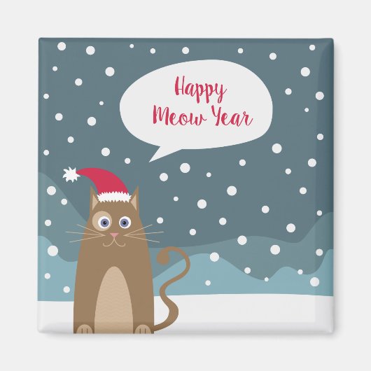 Cartoon kitten met santa hat magneet (Voorkant)
