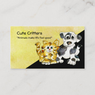 Cartoon Kitten Puppy Logo Visitekaartje
