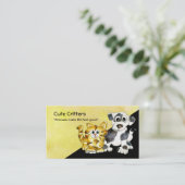 Cartoon Kitten Puppy Logo Visitekaartje (Staand voorkant)
