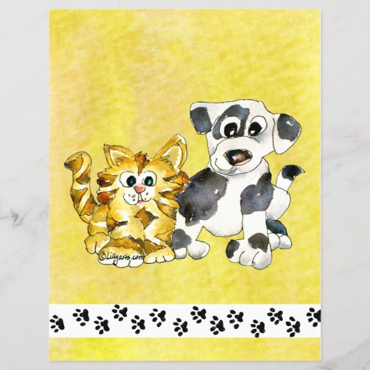 Cartoon Kitten Puppy Pet Sitting Flyer (Achterkant)