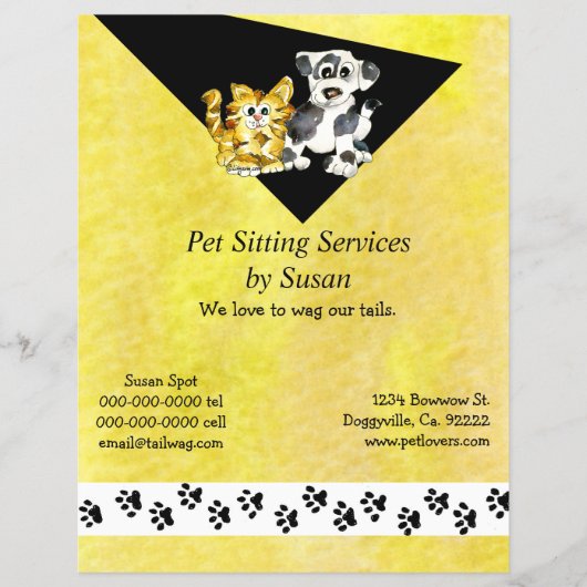 Cartoon Kitten Puppy Pet Sitting Flyer (Voorkant)