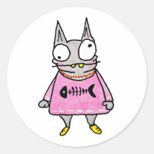 Cartoon Kitten Ronde Sticker
