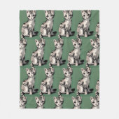 Cartoon kitten striped kat stempels green fleece deken (Voorkant)