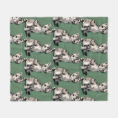 Cartoon kitten striped kat stempels green fleece deken (Voorkant (Horizontaal))